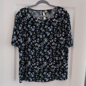 Ann Taylor Factory Boxy 3/4 Sleeve Blouse in Black and Blue